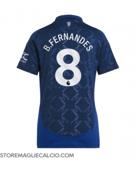 Manchester United Bruno Fernandes #8 Maglia Gara Trasferta Repliche 2024-25 Donna Maniche Corte